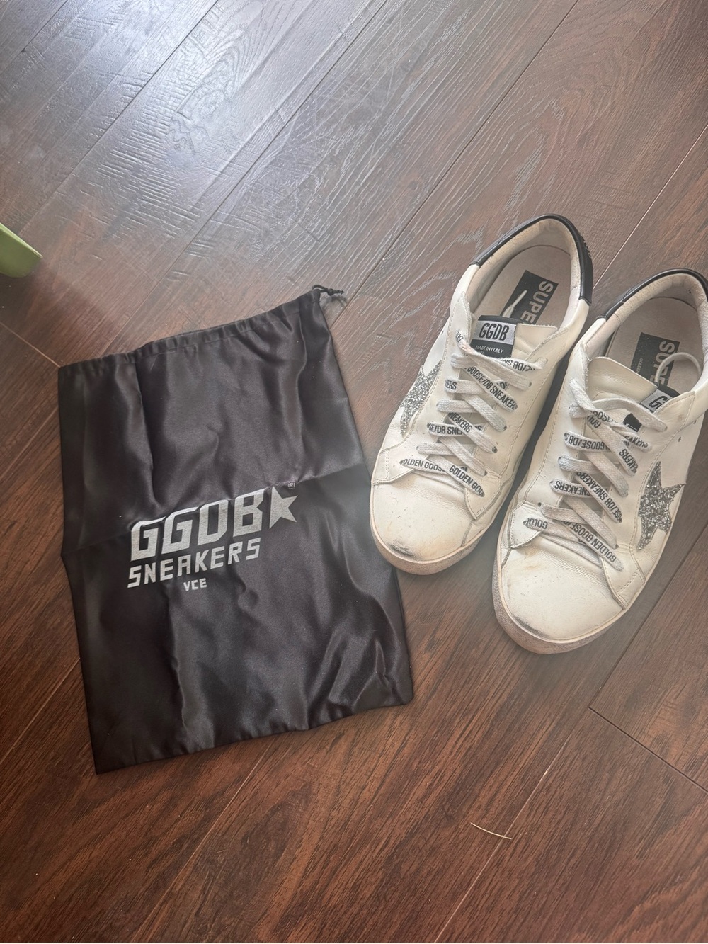 Golden Goose White Leather Superstar Sneakers with Silver Star